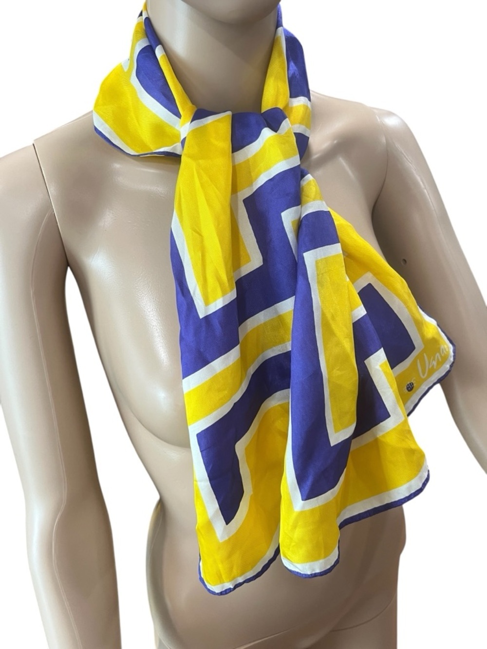 Vera ladybug Yellow and Purple Geometric Silk Scarf